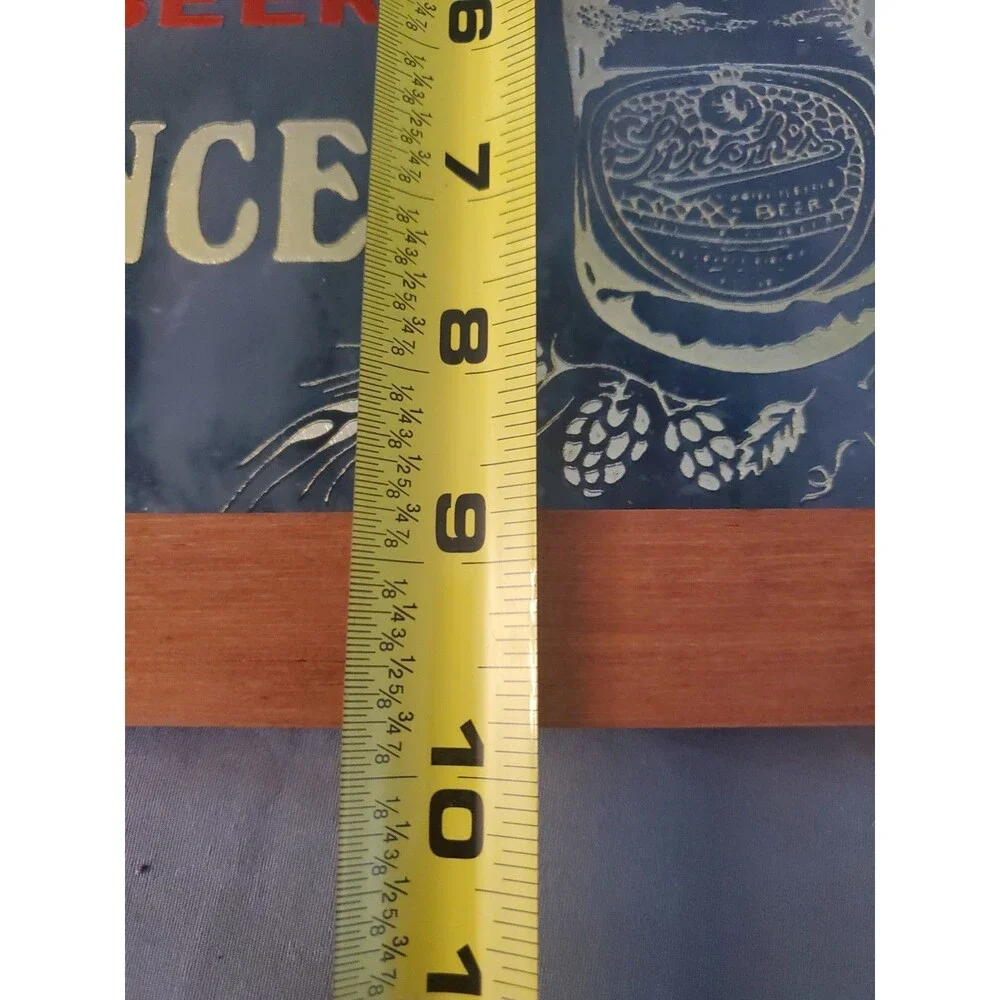 Vtg Antique Stroh's Beer Seven Ounces Mirror Sign Advertisement W/ Wooden Frame
